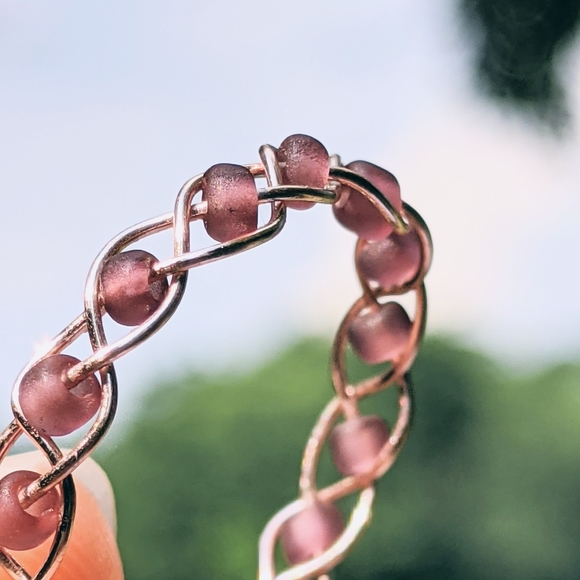 Braided Purple Frosted Bead Ring - Picture 3 of 6